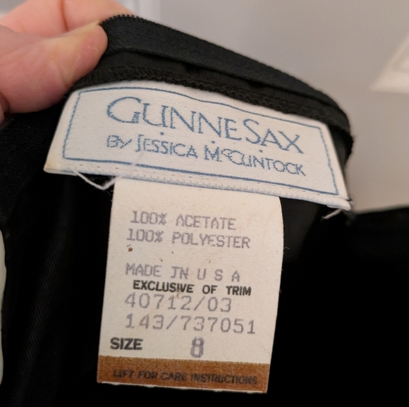 Gunne Sax Black Taffeta Dress with Lace Collar 8 - Picture 8 of 8